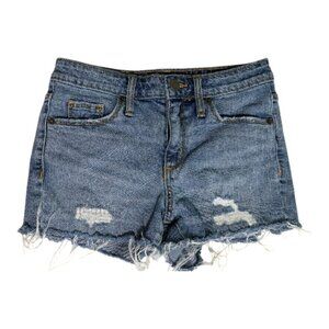 Universal Thread High Rise Shortie Cut Off Denim Shorts Size 0/25R Medium Wash